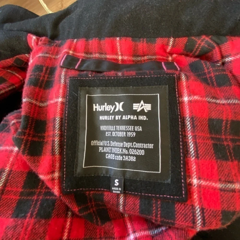 Hurley X Alpha IND Collaboration Black Wool Pea Coat NWT Size small RARE